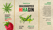 Lade das Bild in den Galerie-Viewer, Grasshopper Crew Himbeer Hanf Gin Etikett