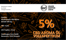 Lade das Bild in den Galerie-Viewer, 3 x 10 ml CBD Aroma Öl 5% - Grasshopper-Crew
