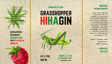 Lade das Bild in den Galerie-Viewer, Grasshopper Crew Himbeer Hanf Gin Etikett
